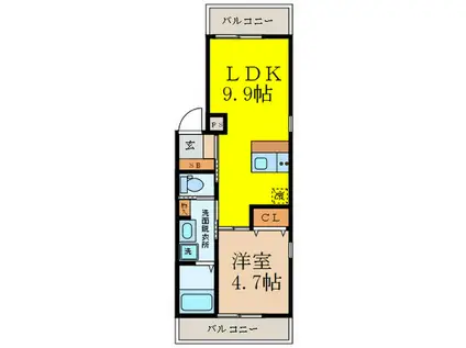 コンフォール空港(1LDK/2階)の間取り写真