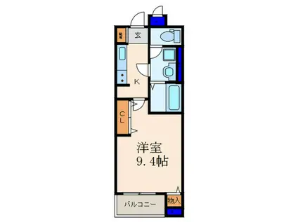 プロムナード桂川(1K/2階)の間取り写真