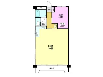 田園ドミール(1LDK/5階)の間取り写真