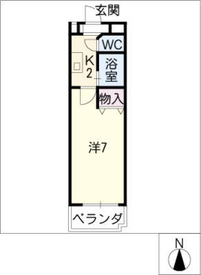 ヒルズ植田(1K/4階)の間取り写真