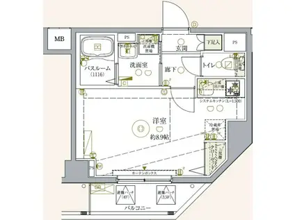 クレヴィスタ亀戸(1K/3階)の間取り写真