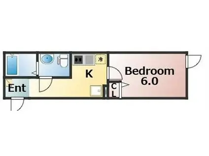 ノワール指扇(1K/3階)の間取り写真