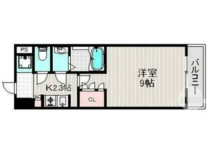 クレスト中もず(1K/2階)の間取り写真