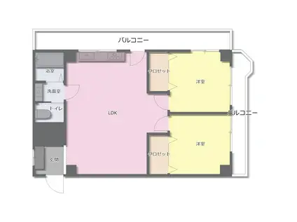 三木ビル川高前(2LDK/4階)の間取り写真