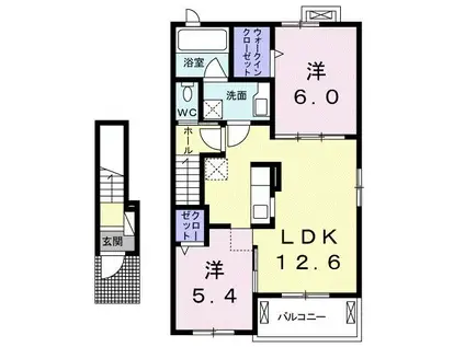 ロジエ II(2LDK/2階)の間取り写真