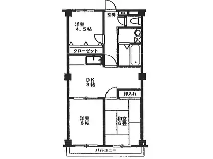 ミナミマンションII(3DK/4階)の間取り写真