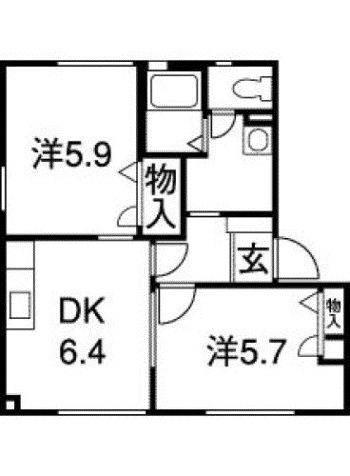 高木一番館A棟(2DK/2階)の間取り写真