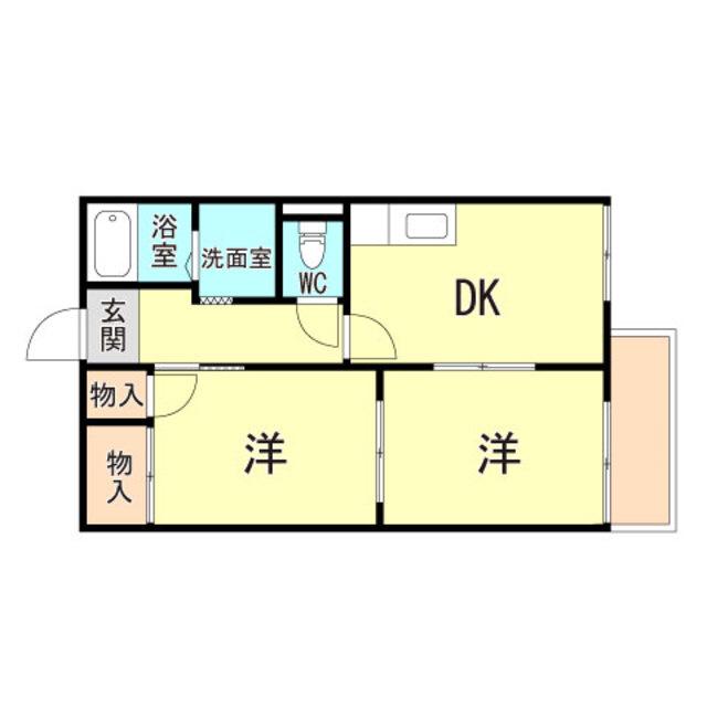 若木ハイツ(2DK/2階)の間取り写真