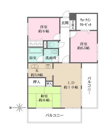 リレント成城(3LDK/2階)の間取り写真