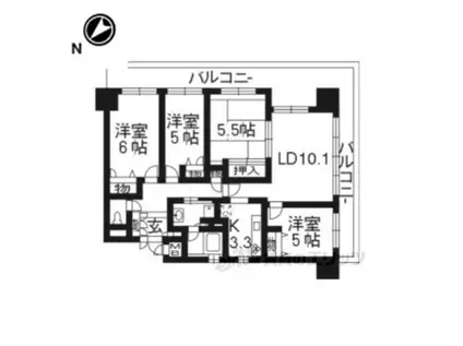 エスリード淀709(3LDK/7階)の間取り写真