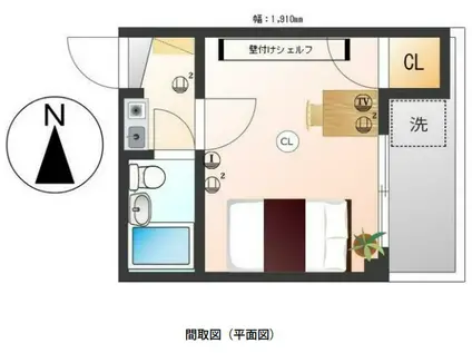 フローラル萩中(1K/2階)の間取り写真