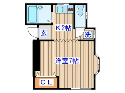ハイツ豊栄(ワンルーム/2階)の間取り写真