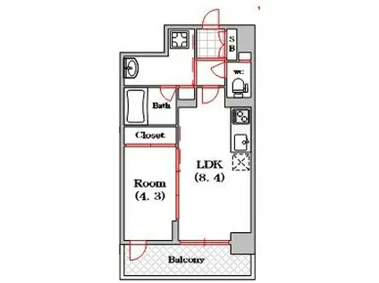 メゾンパルティール(1LDK/2階)の間取り写真