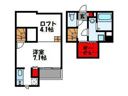 CB千鳥チャーム(1K/2階)の間取り写真