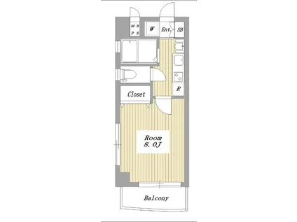グレース白山(1K/3階)の間取り写真
