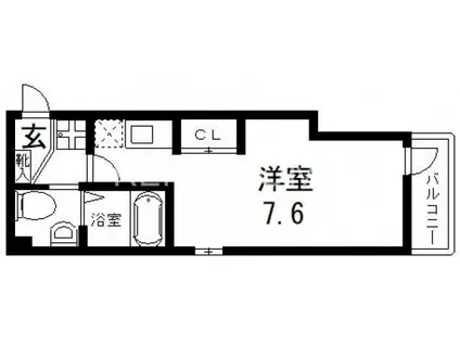 PUREFIRSTNAGASE(ワンルーム/1階)の間取り写真