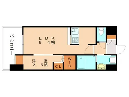 ロイヤルタワー赤間中央(1LDK/7階)の間取り写真