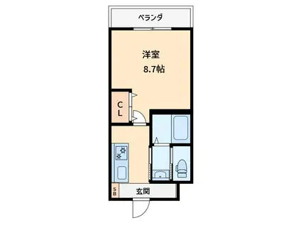 AII南武庫之荘(1K/1階)の間取り写真