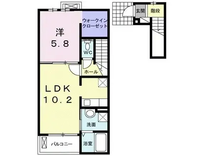 ルシェリアII(1LDK/2階)の間取り写真