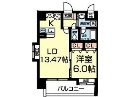 マーベラス南熊本(1LDK/8階)の間取り写真