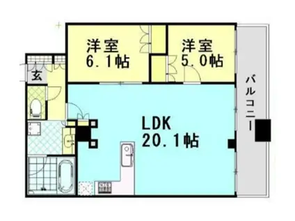 プレサンスレジェンド堺筋本町タワー(2LDK/24階)の間取り写真