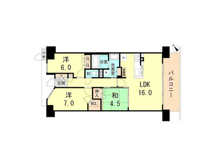 ワコーレシティ神戸三宮(3LDK/11階)の間取り写真