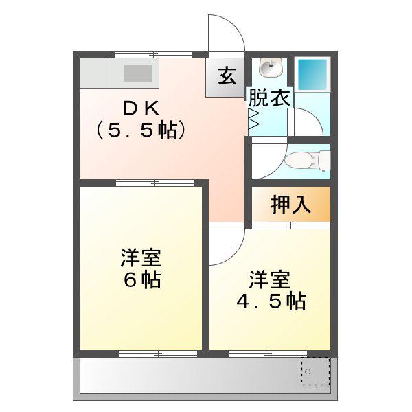 佐野ハイツ(2DK/2階)の間取り写真