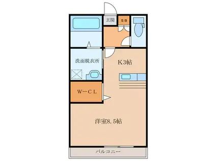 ヴェレーナ(1K/2階)の間取り写真