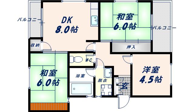 メゾンドエスパース(3DK/1階)の間取り写真