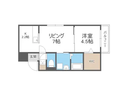 メゾンMT手稲本町(1LDK/2階)の間取り写真