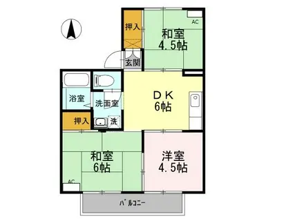 メゾン丹和 A棟(3DK/2階)の間取り写真