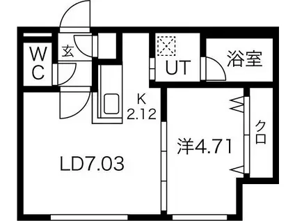ENCHANTE サウス6(1LDK/4階)の間取り写真