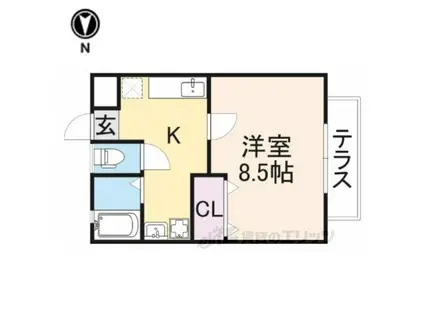 フリーデンヒュッテ(1K/1階)の間取り写真