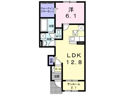 カルムプリート(1LDK/1階)の間取り写真