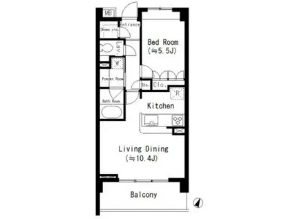 ディーラルゴ鶴見(1LDK/5階)の間取り写真