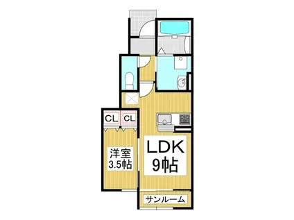 クレール アクア A棟(1LDK/1階)の間取り写真