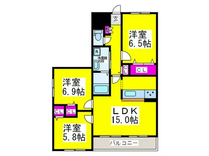 グランバリエ(3LDK/2階)の間取り写真