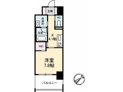 ヴィラシオン段原南(1K/6階)の間取り写真