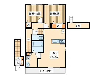 ベル リード(2LDK/2階)の間取り写真