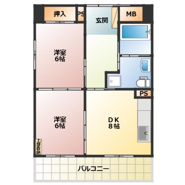 メゾンドリビドーIII(2DK/2階)の間取り写真