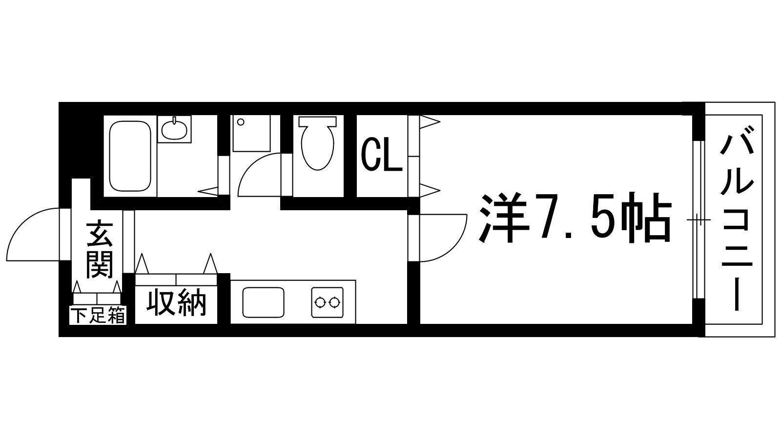 スマート花屋敷(1K/1階)の間取り写真