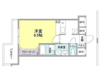 ヴィラ伝馬町(ワンルーム/9階)の間取り写真