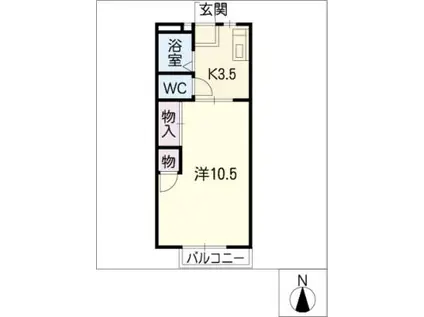 クレベールI(1K/2階)の間取り写真