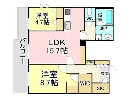 HERITAGE NAKAI MANOIR(2LDK/4階)の間取り写真