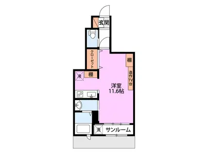 COMMON東出来島 A棟(ワンルーム/1階)の間取り写真