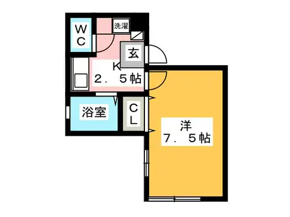 トリアノン(1K/1階)の間取り写真