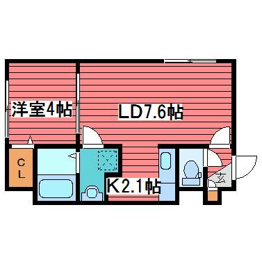 HOPE月寒中央 C棟(1LDK/4階)の間取り写真