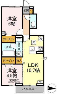 ラプエルタ(2LDK/1階)の間取り写真