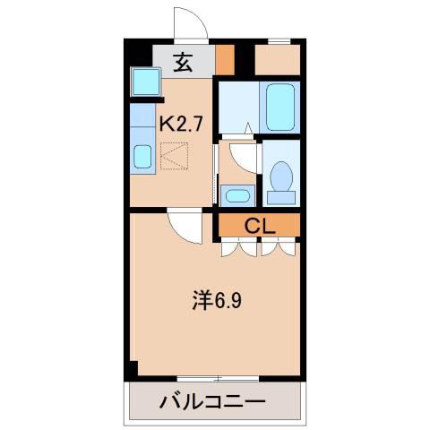 ポートM(1K/1階)の間取り写真