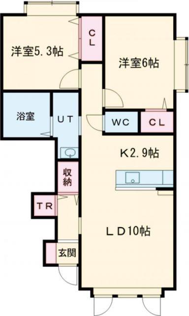 ルタンI(2LDK/1階)の間取り写真